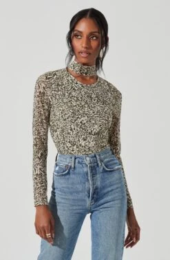 Zazie Choker Neck Long Sleeve Top