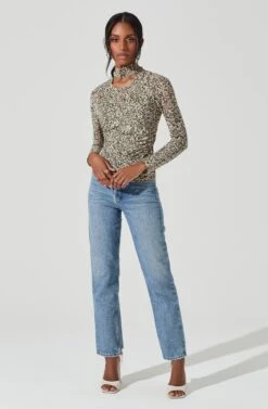 Zazie Choker Neck Long Sleeve Top 11 Zazie Choker Neck Long Sleeve Top -Astr The Label Shop ACT17345 OLIVEGREENCOMBO 0974