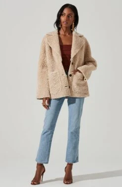 Willow Faux Shearling Coat -Astr The Label Shop ACT17357 NATURAL 2