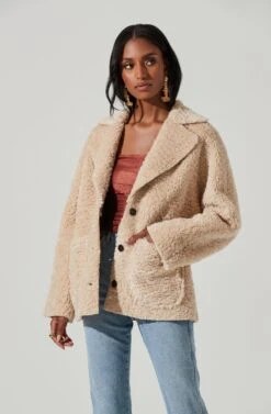 Willow Faux Shearling Coat -Astr The Label Shop ACT17357 NATURAL 4