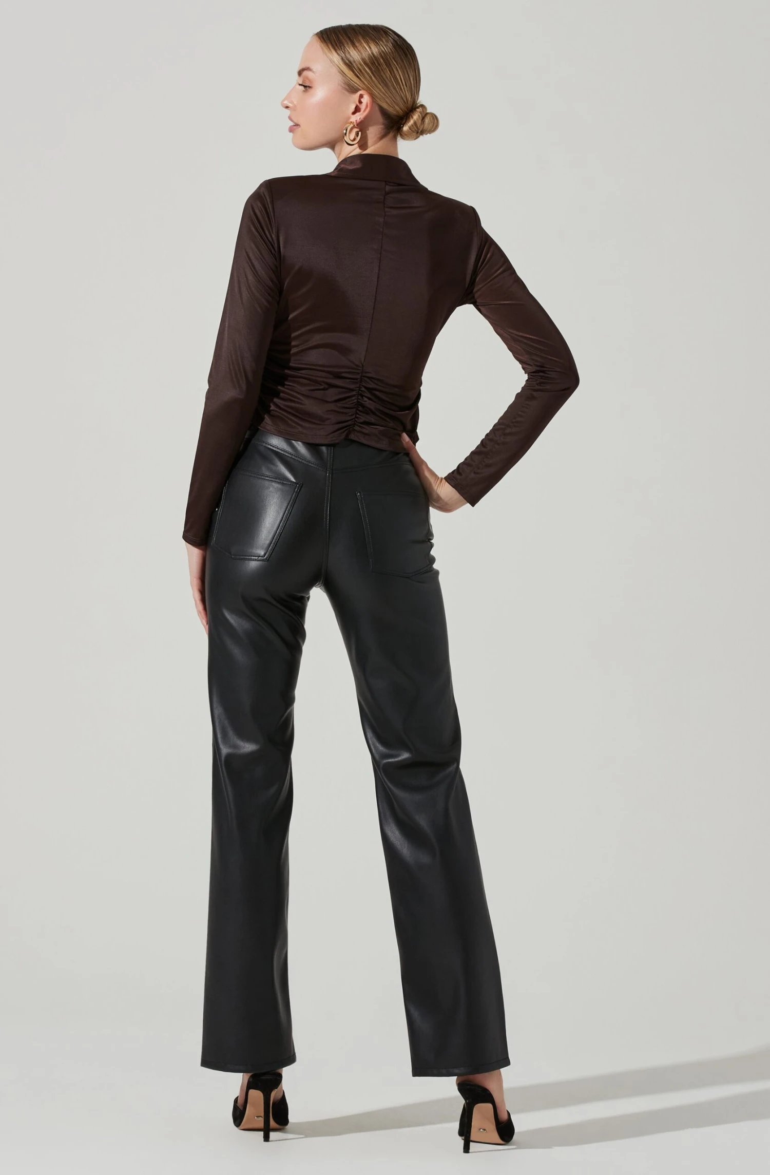Rowella Ruched Button Down Long Sleeve Top 5 Rowella Ruched Button Down Long Sleeve Top - Image 3