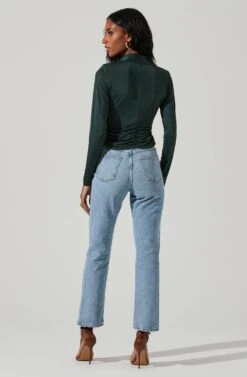 Rowella Ruched Button Down Long Sleeve Top 20 Rowella Ruched Button Down Long Sleeve Top -Astr The Label Shop ACT17376 GREEN 6