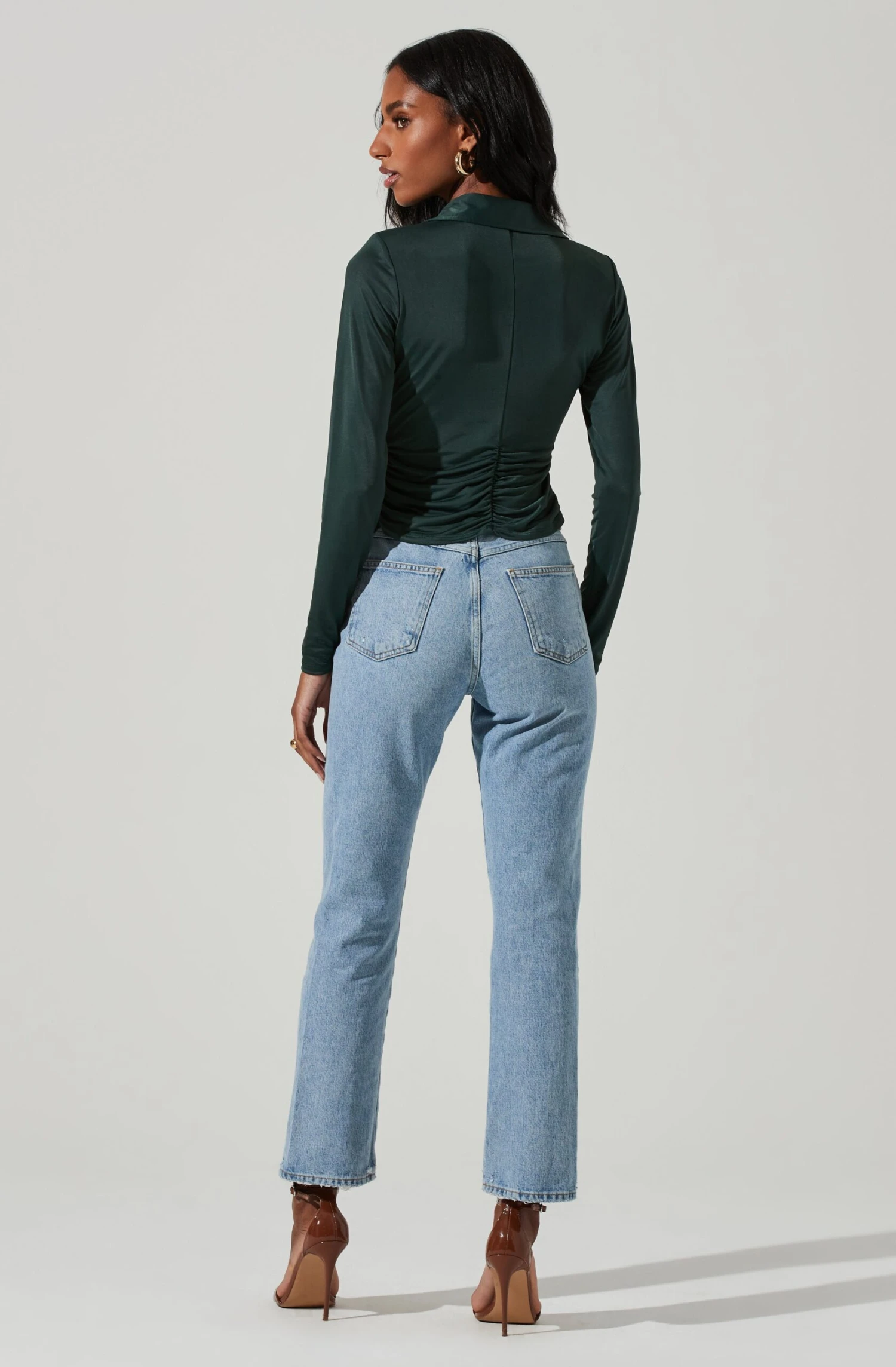 Rowella Ruched Button Down Long Sleeve Top 11 Rowella Ruched Button Down Long Sleeve Top - Image 9