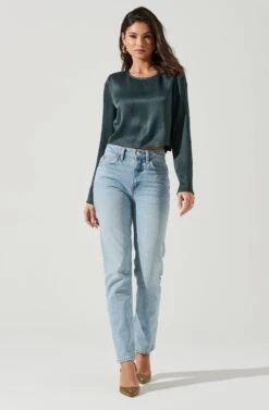 Petra Satin Chain Link Top -Astr The Label Shop ACT17380 DARKGREEN 0945