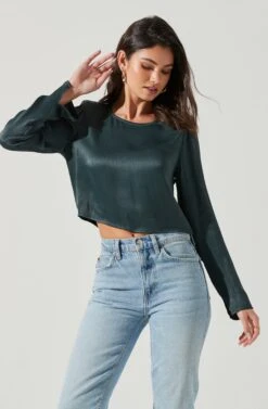 Petra Satin Chain Link Top -Astr The Label Shop ACT17380 DARKGREEN 0950