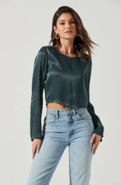 Petra Satin Chain Link Top -Astr The Label Shop ACT17380 DARKGREEN 0952