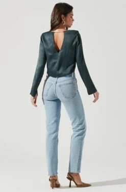 Petra Satin Chain Link Top -Astr The Label Shop ACT17380 DARKGREEN 0955