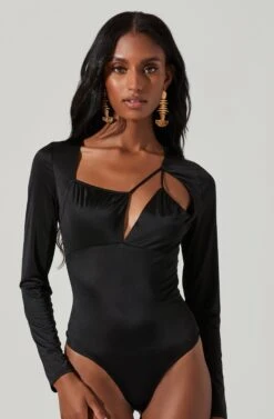 Lauren Satin Cutout Long Sleeve Bodysuit 16 Lauren Satin Cutout Long Sleeve Bodysuit -Astr The Label Shop ACT17395 BLACK 3