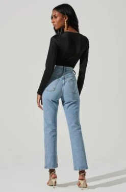 Lauren Satin Cutout Long Sleeve Bodysuit 18 Lauren Satin Cutout Long Sleeve Bodysuit -Astr The Label Shop ACT17395 BLACK 6