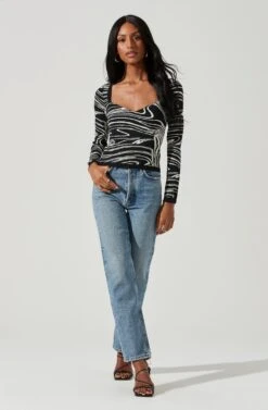 Sadie Marble Swirl Sweater -Astr The Label Shop ACT17409 BLACKCREAMSWIRL 0347