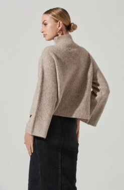 Wren Mock Neck Wrap Front Sweater 23 Wren Mock Neck Wrap Front Sweater -Astr The Label Shop ACT17414 TAUPE 4