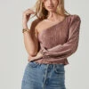 Zona Plisse One Shoulder Top -Astr The Label Shop ACT17417 MAUVE 2