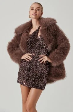 Hadley Faux Fur Coat -Astr The Label Shop ACT17441 MOCHAMAUVE 3