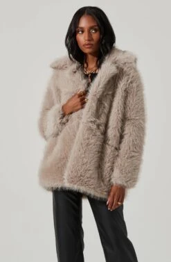 Hadley Faux Fur Coat -Astr The Label Shop ACT17441 SILVER 3 3fec61ff 184a 4d28 9490 60def9750be6