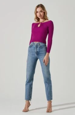 Philippa Chain Strap Sweater -Astr The Label Shop ACT17457 FUCHSIA 1