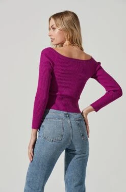 Philippa Chain Strap Sweater -Astr The Label Shop ACT17457 FUCHSIA 4