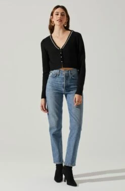 Melissa Pearl Embellished Cardigan Sweater -Astr The Label Shop ACT17475P BLACK 1