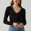 Melissa Pearl Embellished Cardigan Sweater -Astr The Label Shop ACT17475P BLACK 3