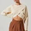 Mariana Reversible Cable Knit Wrap Sweater 2 Mariana Reversible Cable Knit Wrap Sweater -Astr The Label Shop ACT17476 CREAM 3