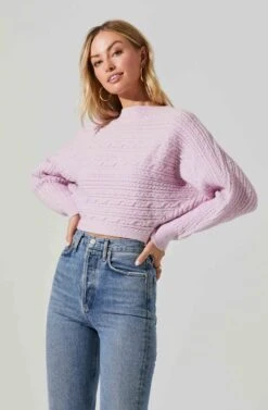 Mariana Reversible Cable Knit Wrap Sweater 21 Mariana Reversible Cable Knit Wrap Sweater -Astr The Label Shop ACT17476 LIGHTPINK 4