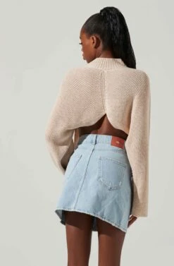 Ace Cropped Mock Neck Sweater -Astr The Label Shop ACT17514 CREAM 3