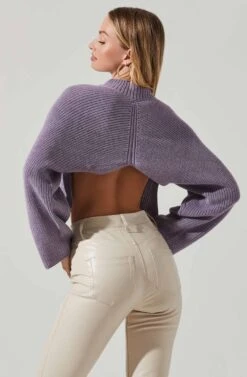 Ace Cropped Mock Neck Sweater -Astr The Label Shop ACT17514 LAVENDER 3
