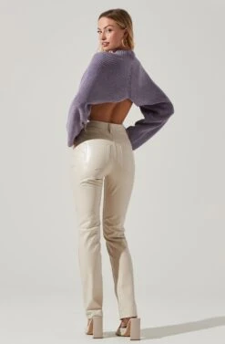 Ace Cropped Mock Neck Sweater -Astr The Label Shop ACT17514 LAVENDER 4