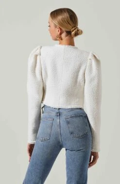 Madrigal Cropped Tweed Jacket -Astr The Label Shop ACT17515 OFFWHITE 4