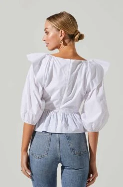 Gemma Ruffle Peplum Top -Astr The Label Shop ACT17531 WHITE 3
