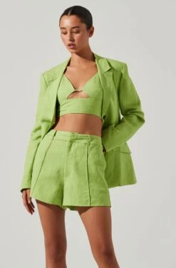 Ayra Front Button Blazer -Astr The Label Shop ACT17557 KIWI 3