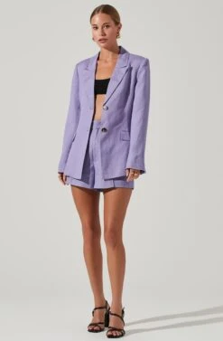 Ayra Front Button Blazer -Astr The Label Shop ACT17557 LAVENDER 1
