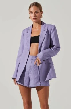 Ayra Front Button Blazer -Astr The Label Shop ACT17557 LAVENDER 2