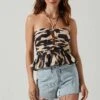 Jonalyn Pleated Halter Top 1 Jonalyn Pleated Halter Top -Astr The Label Shop ACT17570 BLACKTAUPEMULTI 2