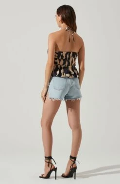 Jonalyn Pleated Halter Top 9 Jonalyn Pleated Halter Top -Astr The Label Shop ACT17570 BLACKTAUPEMULTI 4