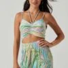 Savine Ruched Tie Dye Halter Top -Astr The Label Shop ACT17599 GREENSWIRL 2