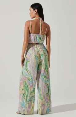 Savine Ruched Tie Dye Halter Top -Astr The Label Shop ACT17599 GREENSWIRL 5