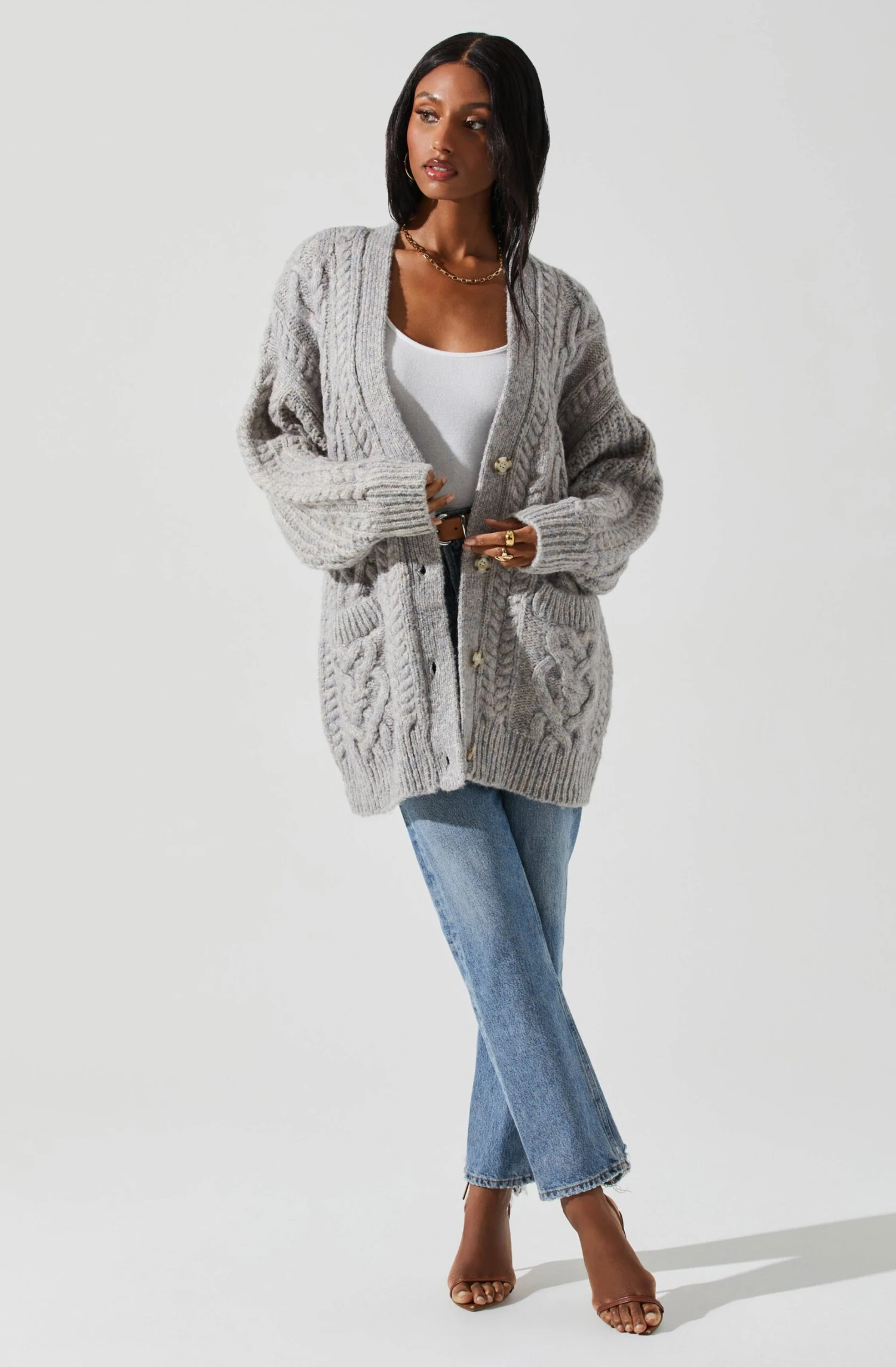 Charli Cable Knit Oversized Cardigan Sweater 4 Charli Cable Knit Oversized Cardigan Sweater - Image 2