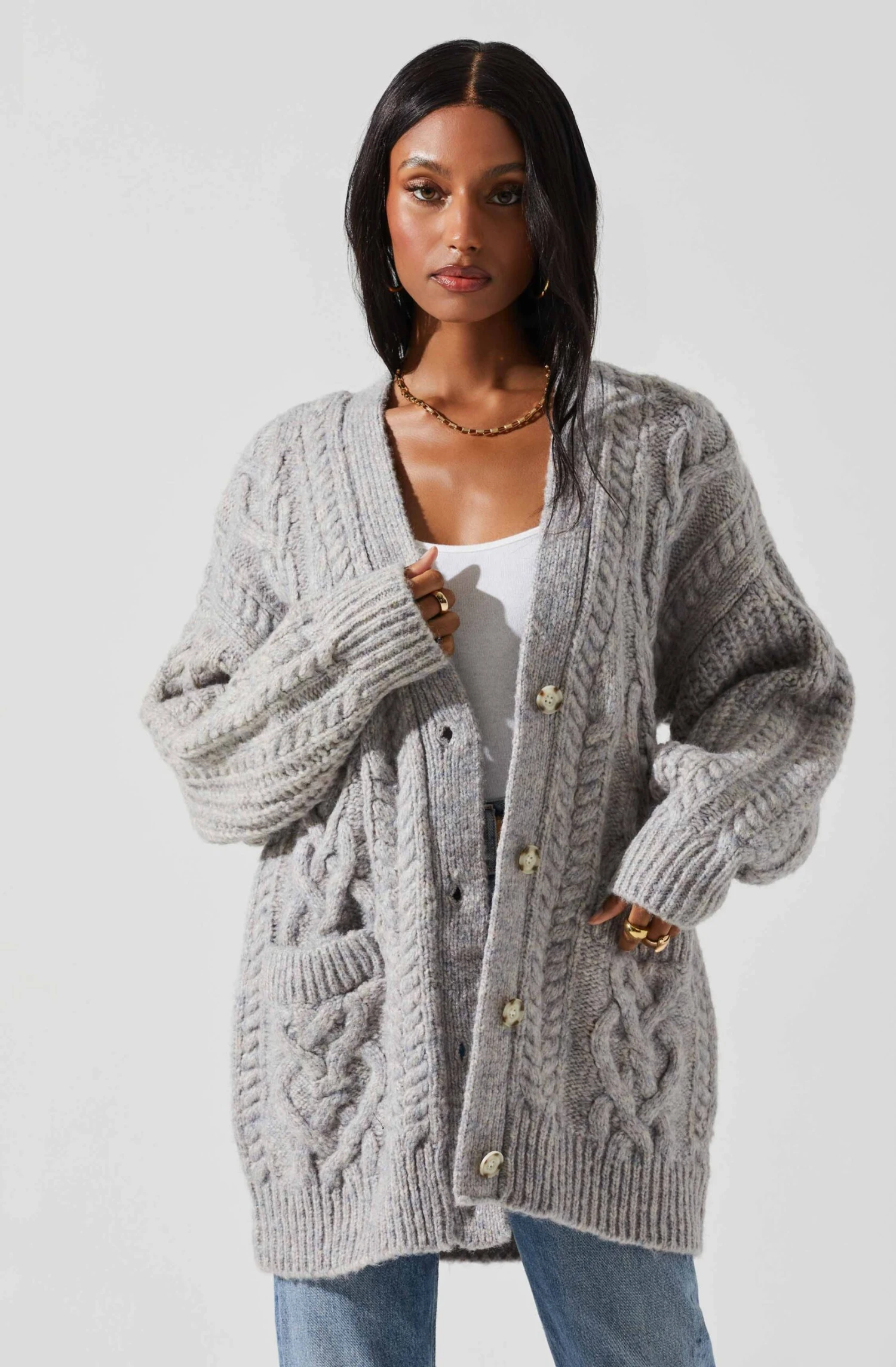 Charli Cable Knit Oversized Cardigan Sweater 3 Charli Cable Knit Oversized Cardigan Sweater