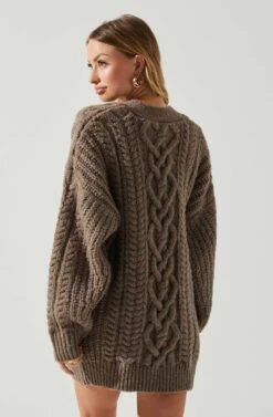 Charli Cable Knit Oversized Cardigan Sweater 25 Charli Cable Knit Oversized Cardigan Sweater -Astr The Label Shop ACT17626 MOCHA 5