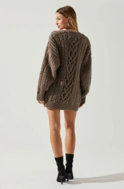 Charli Cable Knit Oversized Cardigan Sweater 24 Charli Cable Knit Oversized Cardigan Sweater -Astr The Label Shop ACT17626 MOCHA 6