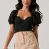 Feronia Sweetheart Puff Sleeve Top -Astr The Label Shop ACT17678S BLACK 2