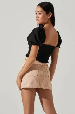 Feronia Sweetheart Puff Sleeve Top -Astr The Label Shop ACT17678S BLACK 3