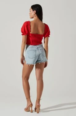 Feronia Sweetheart Puff Sleeve Top -Astr The Label Shop ACT17678S RED 5