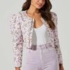 Brea Floral Quilted Cropped Puff Sleeve Jacket