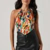 Evalina Abstract Print Halter Top -Astr The Label Shop ACT17714 ORANGEGREENMULTI 2
