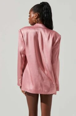 Kimia Satin Oversized Blazer -Astr The Label Shop ACT17722 PINK 4