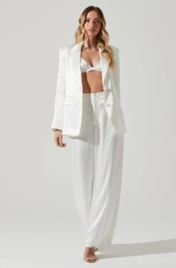 Kimia Satin Oversized Blazer -Astr The Label Shop ACT17722 WHITE 2