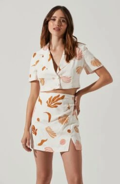 Kiria Cropped Jacket -Astr The Label Shop ACT17762P BROWNPINKCREAM 3