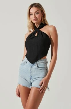 Kerensa Asymmetrical Halter Top -Astr The Label Shop ACT17768 BLACK 3