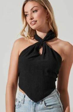 Kerensa Asymmetrical Halter Top -Astr The Label Shop ACT17768 BLACK 4